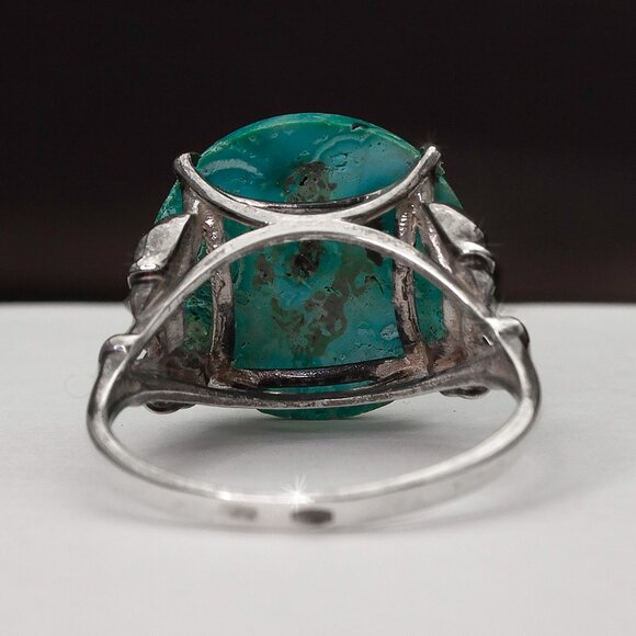 Vintage Sterling Silver Ring with Natural Chrysocolla Stone, Custom Made Ring - Picture 7 of 7